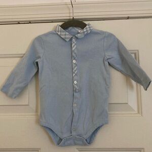Blue Burberry Long Sleeve Bodysuit